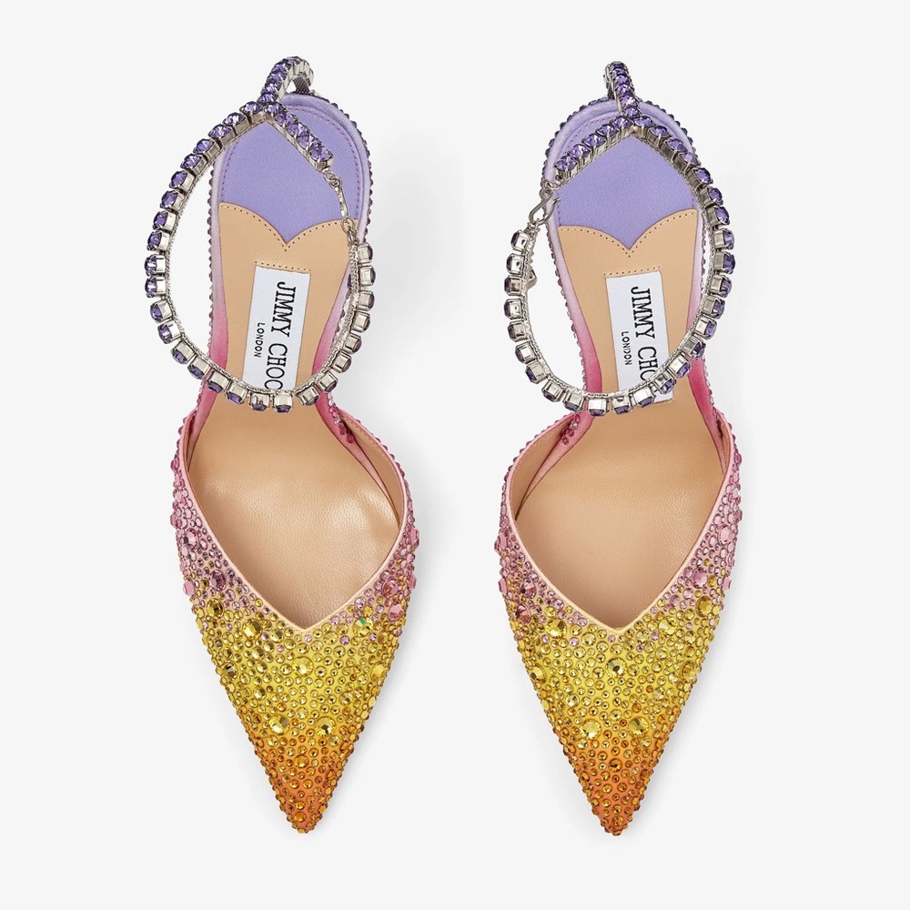 New JIMMY CHOO Saeda 100 embellished satin pumps $2,095 37 - Picture 4 of 17